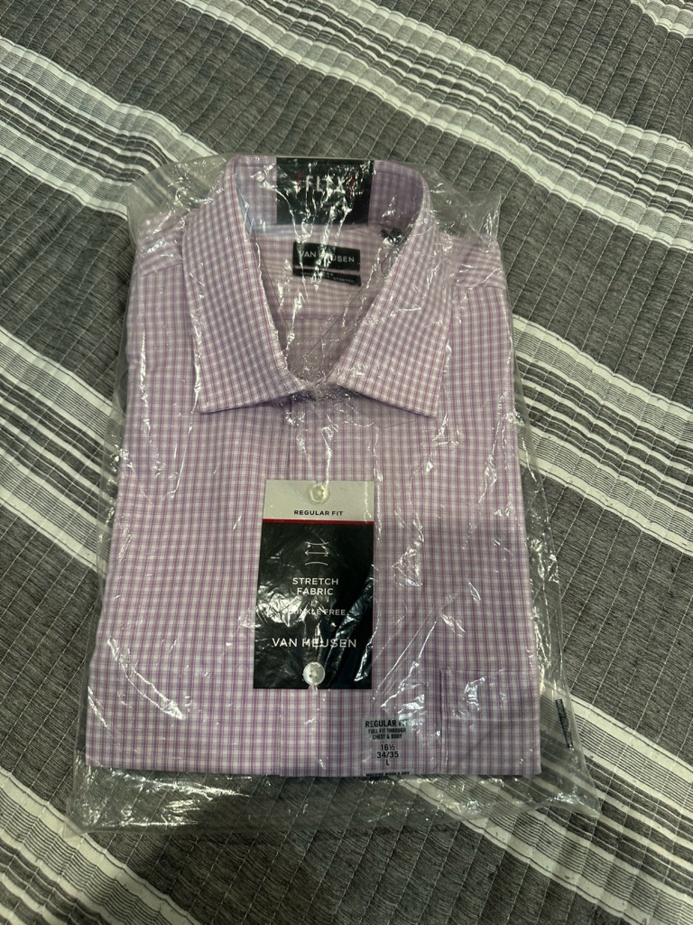 Van Heusen Purple Gingham Dress Shirt